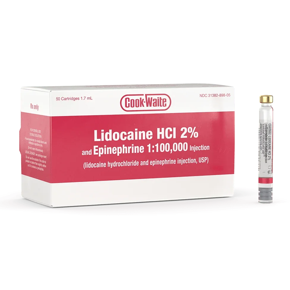 Cook Waite Lidocaine 2% Epinephrine 1:100,000 1.7 mL 50/Bx