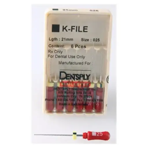 K File 21 mm Size 25 Stainless Steel Red 6/Pk