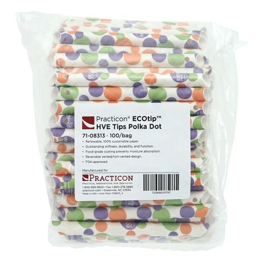 ECOtip HVE Tips Vented Polka Dot Renewable Resources 100/Bg