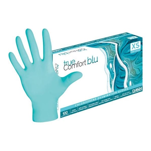True Comfort Blu Chloroprene Exam Gloves X-Small Ocean Blue Non-Sterile