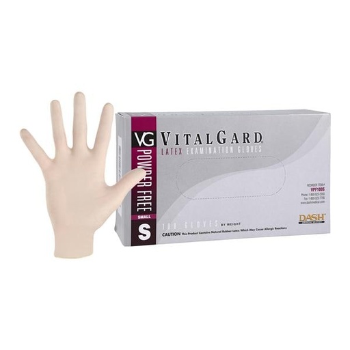 VitalGard Latex Exam Gloves Small Natural Non-Sterile