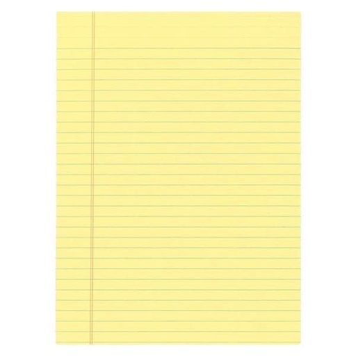 Writing Pad 8.5 in x 11 in Legal Ruled 50 Sheets Canary 12/Pack 12/Pk