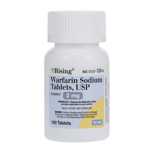 Warfarin Sodium Tablets 2mg Bottle 100/Bottle Each