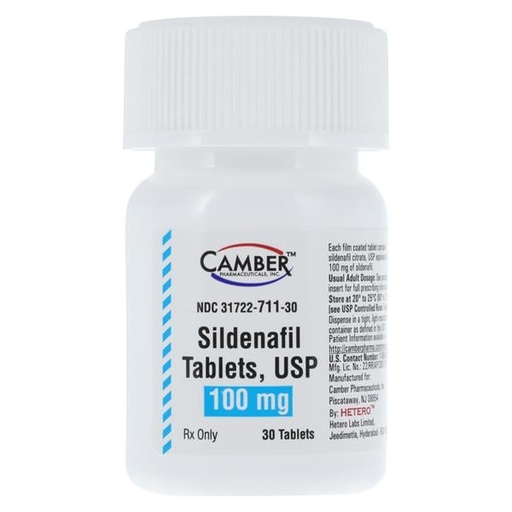 Sildenafil Tablets 100mg Bottle 30/Bottle Each (Camber)