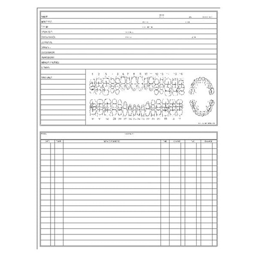 Patient Record Dental Forms 2 Sided White 100/Pk