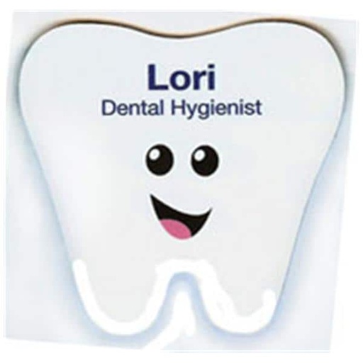 Die Cut Name Badge Tooth-Shaped Full Color PVC 1.5 in x 3 in Ea