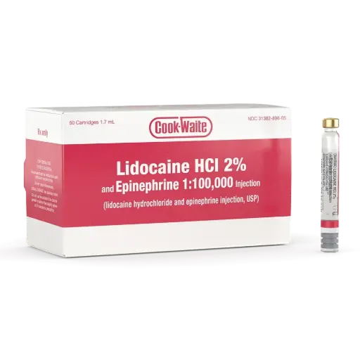 Cook Waite Lidocaine 2% Epinephrine 1:100,000 1.7 mL 50/Bx